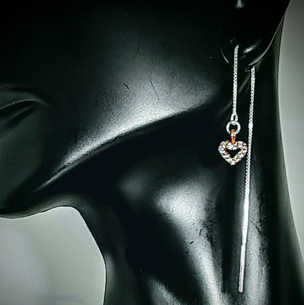 Sterling silver threader rose gold earrings